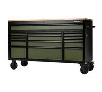 Draper 27333 Bunker 15 Drawer Workbench Roller Tool Cabinet, 61", Green