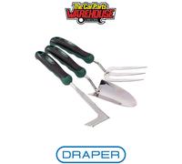 Draper 27436 Stainless Steel Heavy Duty Soft Grip Fork Trowel and Weeder Set (3