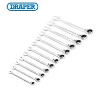 Draper Combination Spanner Set HI-TORQ Metric Reversible Ratchet (12 Piece)