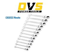 Draper 27733 12 Piece Hi-Torq Metric Flexible Head Ratchet Combination Spanner S