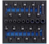 Draper 28 Piece 1/2" Drive Impact Torx Hex Socket Set In Eva Insert Tray