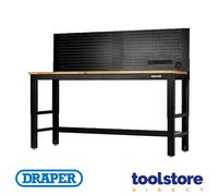 Draper 28098 BUNKER Workbench with Hardwood Worktop and Power Pegboard, 1830mm