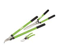 Draper Garden Shears Loppers Secateur Set Soft Grip Handles Bright Green 28210