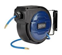 Draper 29676 Retractable Air Hose Reel 30m - Auto Rewind with Hose Guide, Free Stop Any Length, 180° Swivel Wall Mount, Heavy-Duty Hybrid Air Hose