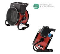 Draper 230V PTC Electric Space Heater with 2Kw Adjustable Thermostat, Red