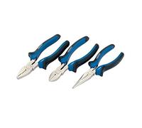 Draper 3 Piece 160mm Plier Set | Soft Grip Hand Tools Kit | Carbon Steel Long Nose Pliers | Combination & Diagonal Side Cutters | Hardened Jaws & Cutting Edges | 45864