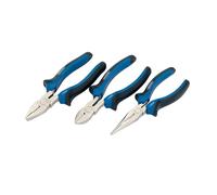 Draper 3 Piece 160mm Plier Set | Soft Grip Hand Tools Kit | Carbon Steel Long Nose Pliers | Combination & Diagonal Side Cutters | Hardened Jaws &