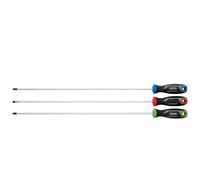 Draper 3 Piece Soft Grip Extra Long Slotted, Philips, Pozi Screwdriver Set 13429