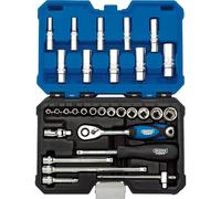 Draper 16444 1/4-Inch Square Drive Metric Socket 30 Piece Set , Blue
