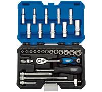 Draper 16444 1/4-Inch Square Drive Metric Socket 30 Piece Set , Blue