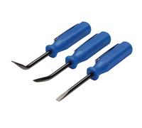 Draper 30598 3pc Mini Pocket Pry Bar Set, 125mm, Blue - Straight, 27° and 55° - CRV Blades, Plastic Handle with Pocket Clip