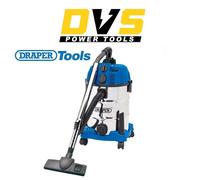230V Wet and Dry Vacuum Cleaner with Stainless Steel Tank and Integrated Power Out-Take Socket, 30L, 1300W