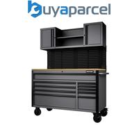 Draper 31761 BUNKER 10 Drawer Roller Workstation with Workbench, 56", Light Grey