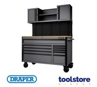 Draper 31761 Bunker 10-Drawer Roller Workstation & Workbench 56" Light Grey