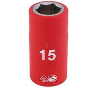 Draper 31835 1/2-Inch Square Drive Fully Insulated VDE Socket, 15 mm Size