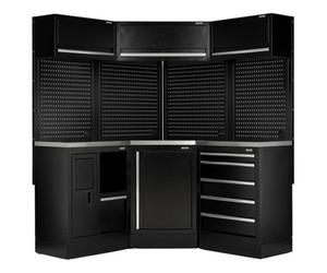 Draper 32521 Bunker 18 Piece Modular Storage Corner Combo With Stainless Steel Worktop, 3454mm