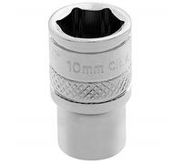 Draper 32562 1/4" Square Drive Polished Chrome Metric Socket, 10 mm Size , Blue