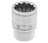 Draper 32778 3/8-Inch Square Drive 12-Point Hi-Torq Metric Socket, 15mm Size , Blue