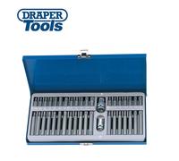 Draper Expert TX-STAR® 1/2" 40 Piece Hex & Spline Mechanics Bit Set | 3/8 Square Drive Hand Tool | Chrome Vanadium Steel Sockets Mechanics Car Tools | Steel Case | 33322