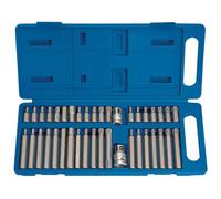 Draper TX-STAR 40 Piece Precision Screwdriver Hex Key and Spline Mechanics Bit Set | 3/8 1/2" Square Drive Hand Tools | DIY and Professional Kit | Resistant Plastic Case | 33323