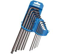 Draper 33723 Extra Long Imperial Hexagon Ball End Hex Allen Key Set, 1/16"-3/8", 10 Pieces, Blue