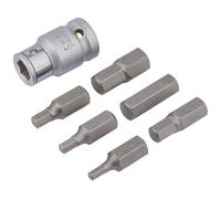 Draper 3402/B Expert 7 Piece 1/2" Sq. Dr. Metric Hexagon Bit Set