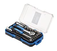 Draper 35Pc Socket Set 1/4" Drive Chrome Vanadium Ratchet & Bit Set Plastic Case