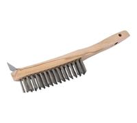 Draper 36176 Heavy Duty 4 Row Wire Scratch Brush with Scraper, 310mm,Blue