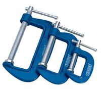 Draper 36779 C Clamp Set, 25mm/50mm/75mm, Blue, 3 Pieces