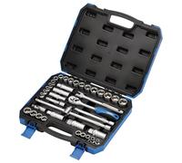 Draper 39 Piece Set Square Drive Combined mm/AF Socket 3/8" Length - DIY Home Workshop Professional & Car Kit