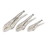 Draper 3Pc Adjustable Self Grip Pliers Set Curved Jaw Mole Clamping Wrench Clamp