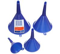 Draper 4 Piece Plastic Funnel Set | 50mm | 75mm | 100mm | 115mm | Filling Bottles and Containers Funnels | Multifunction Funnel Kit | 43853, Blue