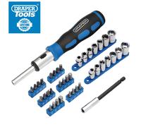 Draper Ratchet Screwdriver Socket And Bit Set 1/4in Sq. Dr. (40 Piece) Pk 1 21010