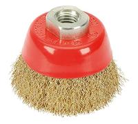 Draper Cup Brush 41443 - Brassed Steel Crimped Wire, 65mm, M14 thread