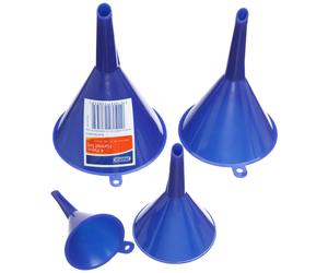 Draper 43853 Plastic Funnel Set, 50mm/75mm/100mm/115mm , Blue, 4 Pcs, Pack of 4