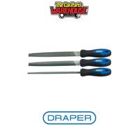Draper Engineers File Set 44963 – Soft Grip, 200mm, 3-piece, Blue