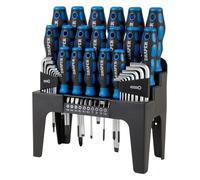 Draper 44 Piece Precision Screwdriver Hex Key and Bit Set | Soft Grip Drivers Hand Tools | DIY and Professional Kit | Tool Stand | Magnetic Tips | 81294