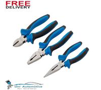DRAPER 45864 Soft Grip Pliers Set, 160mm, Blue 3 Piece