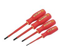 Draper Screwdriver Set 46539 - Fully Insulated VDE, 4 Piece Pozi & Slotted