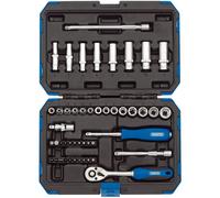 Draper 47 Piece 1/4" Metric Hex Socket Deep Kit, Ratchet, Bit Set & Case, 16355
