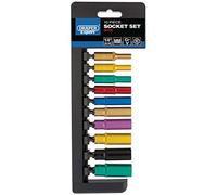 Draper 50158 1/4-Inch Metric Coloured Deep Socket 10 Piece Set , Blue
