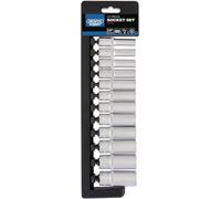 Draper 50193 Square Drive Metric Deep Socket 12 Pieces Set, 3/8" Length , Blue