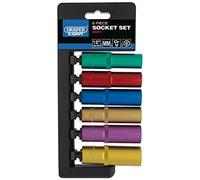 Draper 50541 Metric Coloured 6 Piece Deep Socket Set, Blue, 1/2-Inch Square Drive