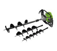 Draper 51.7cc Petrol Earth Auger, Post Hole Digger with 100/150/200mm Drill Bits, 800mm Depth, 2-Stroke Engine, Easy Start, Twin Handles, E10 Compatible