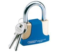 Draper 52mm Solid Brass Padlock and 2 Keys with Hardened Steel Shackle 64166