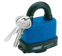 Draper 54mm Laminated Steel Padlock 2 Key Hardened Steel Shackle Bumper 64178