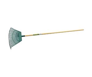 Draper 550mm Plastic Leaf Rake | 23 Teeth Outdoor Garden Hand Tool | Varnished Natural Wood Handle | Lawn Leveling | 31069