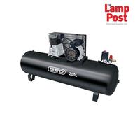 Draper 55313 200L Stationary Belt Driven Air Compressor 2.2kW Twin Outlet 145psi