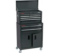 Combined Roller Cabinet and Tool Chest, 6 Drawer, 24"", Black