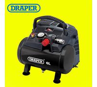 Draper 6L Oil-Free Air Compressor 116psi Max Pressure | 1.2kW 1.5hp 4000rpm Motor | 185l/min Max Capacity | Quick Euro Coupling Outlet | 1.7m Cable | Pressure Switch | Air Outlet Gauge | 02115